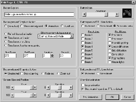 The Ctrl-F1 key combination is being set up to play an animation sequence