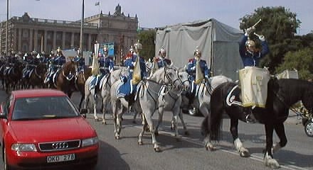 Palace guards march past Master Control