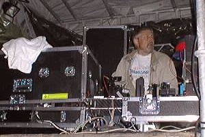 Jan aligns the projectors for the pre-show tests